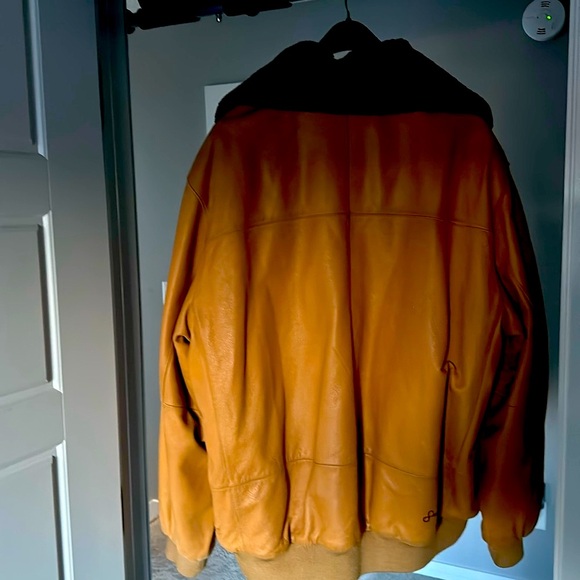 RARE Men’s 100% Authentic Leather Taupe Vintage Bomber Jacket by Sean John - Picture 2 of 12